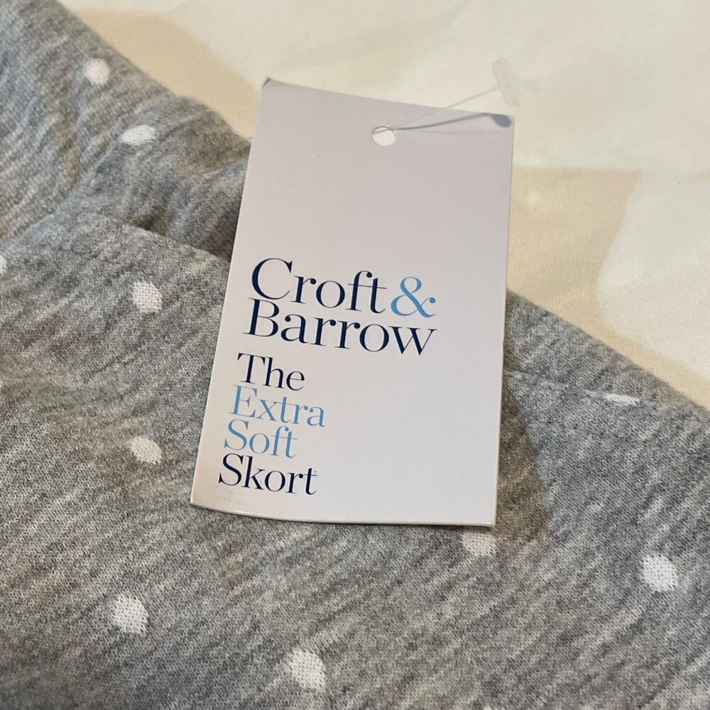 Croft & Barrow Womens Gray Polka Dot Extra Soft Skort - Easy Care & Comfort - Picture 5 of 10